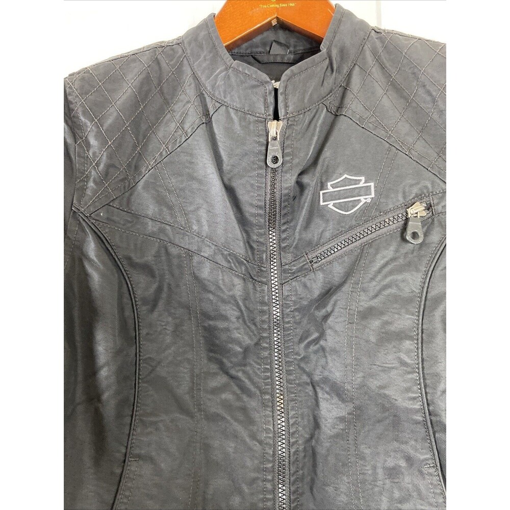 Harley Davidson Black Full Zip Riding Motorcycle Embroidered Jacket Womens S - Picture 2 of 9